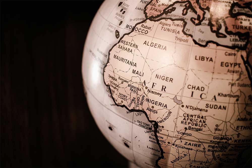 map of africa on globe